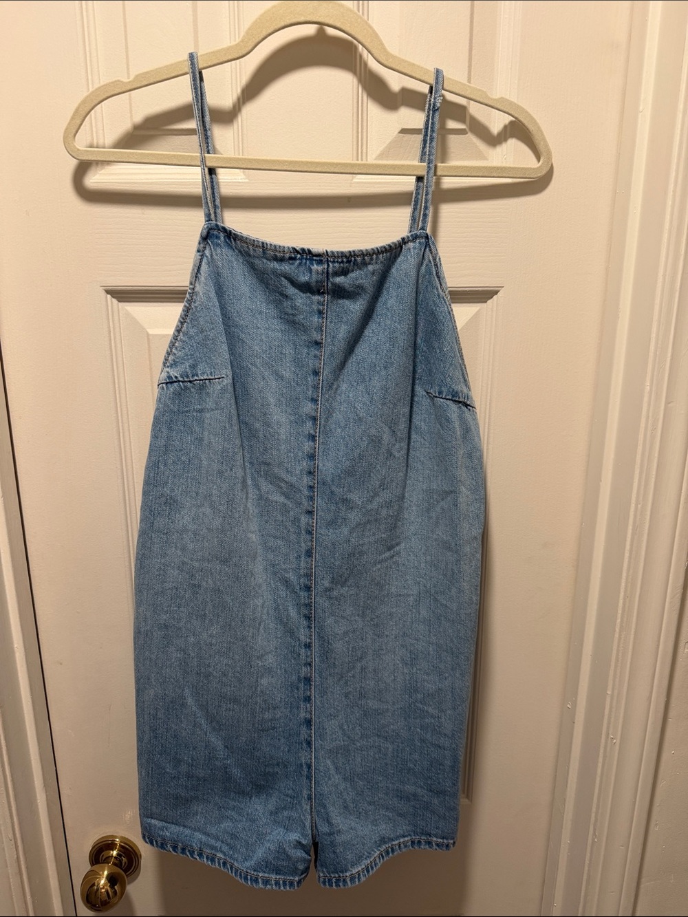Zara Light Blue Denim Overalls Shorts